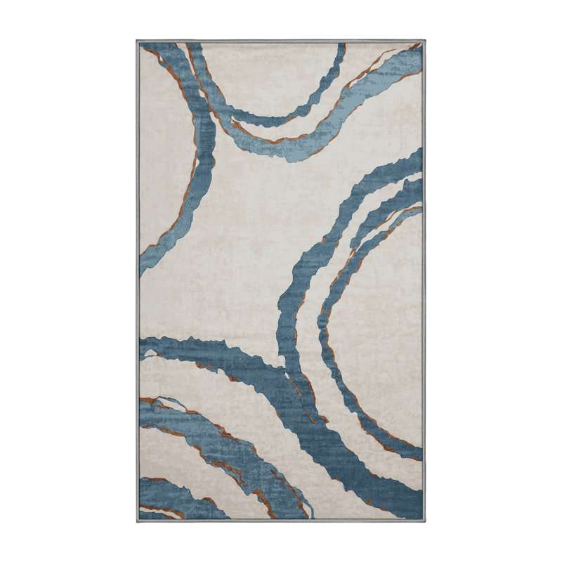 Tapis gris soyeux et moelleux, Rectangulaire 3 pi x 5 pi