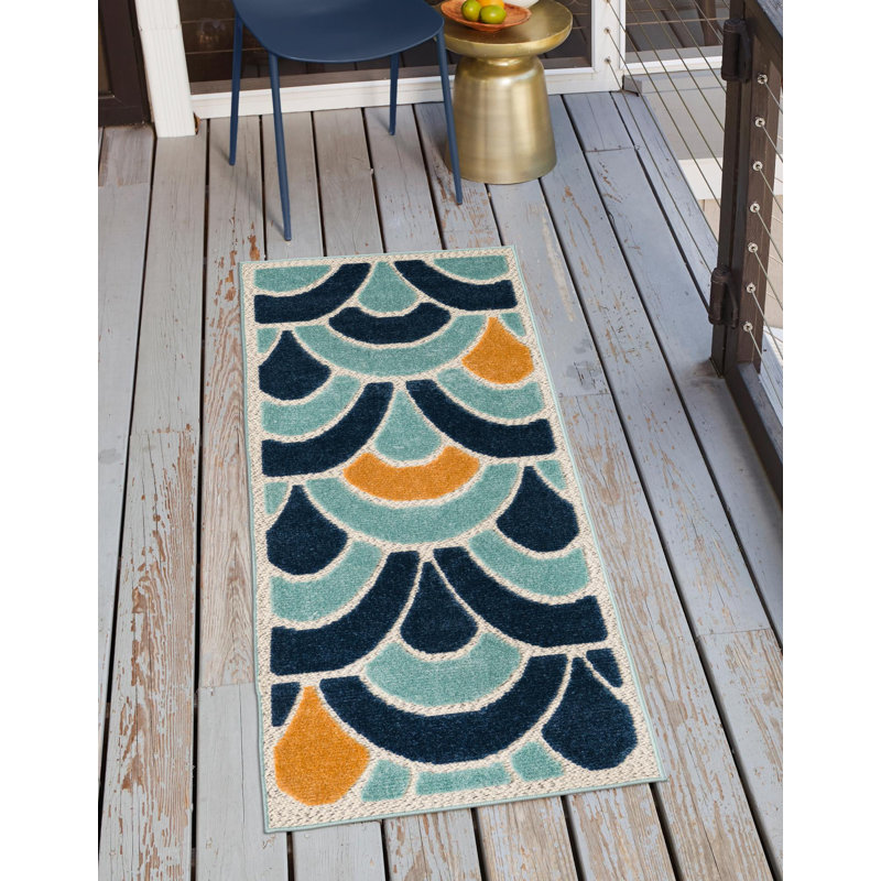 Tapis d'extérieur Hayworth Bleu, Tapis de couloir 2 pi x 8 pi