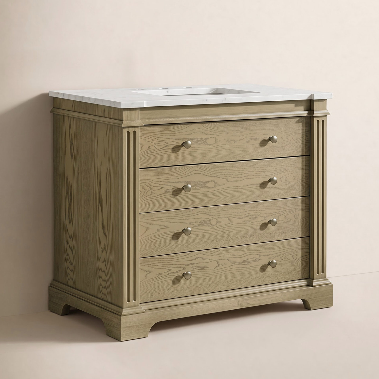 Garza 36" Acacia Single Bathroom Vanity, Light Oak Brown