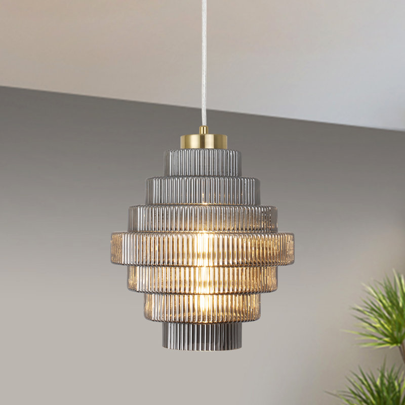 Luminaire suspendu à 1 lumière Raylie, Gris fumée