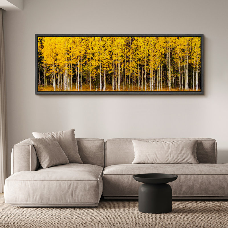 Autumn Fall Aspens Lush Golden Yellow Aspen Tree Forest, reproduction d'art sur toile, H 20 po x l 60 po