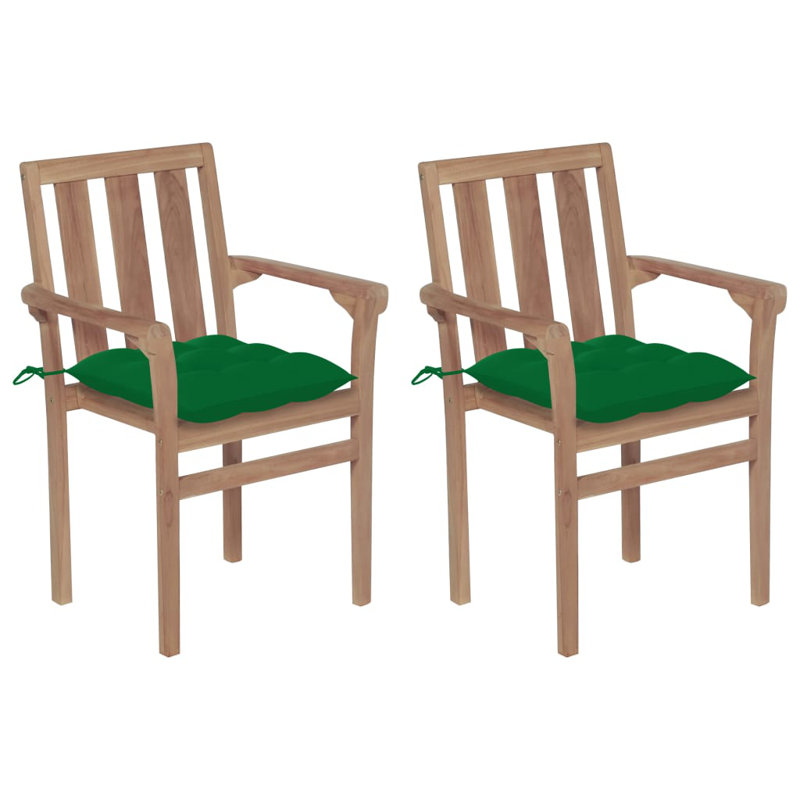 Teak Patio Chair with Cushions, Green