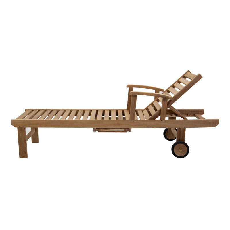 Huntington Outdoor Teak Chaise Lounge, Canvas Regatta Sunbrella® Canvas