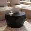 Table basse ronde en bois massif de style tambour l 29,5 po, finition noire, table basse de salon-708760801-719505238