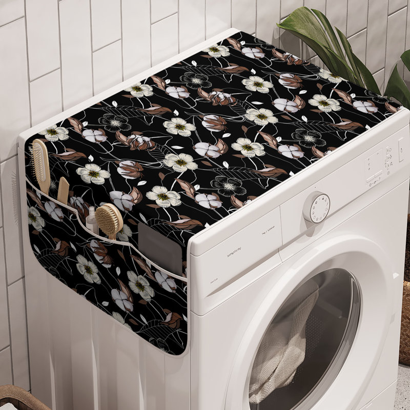 East Urban Home Retro Floral Washing Machine Organizer Pack of 2 47" x 18.5" Umber Grey Yellow and White