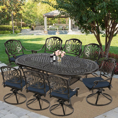 Oval 8 - Person 84'' Long Dining Set with Cushions