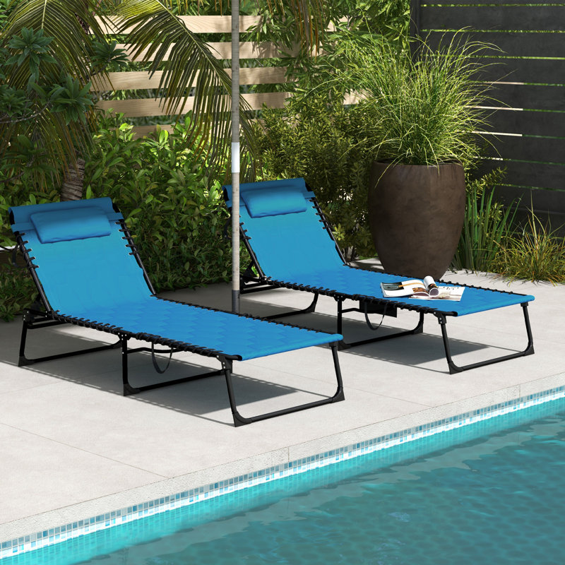 Ensemble de chaise longue pliante Outsunny avec dossier inclinable à 5 niveaux