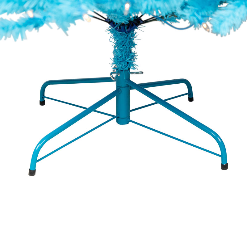 Arbre de Noël artificiel pin moyen pré-éclairé - bleu ciel - lumières claires, 6'