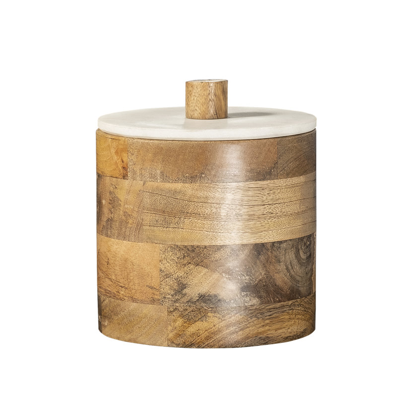 Sandook Solid Wood Hat Box, 6.69" H x 5.9" W x 5.9" D