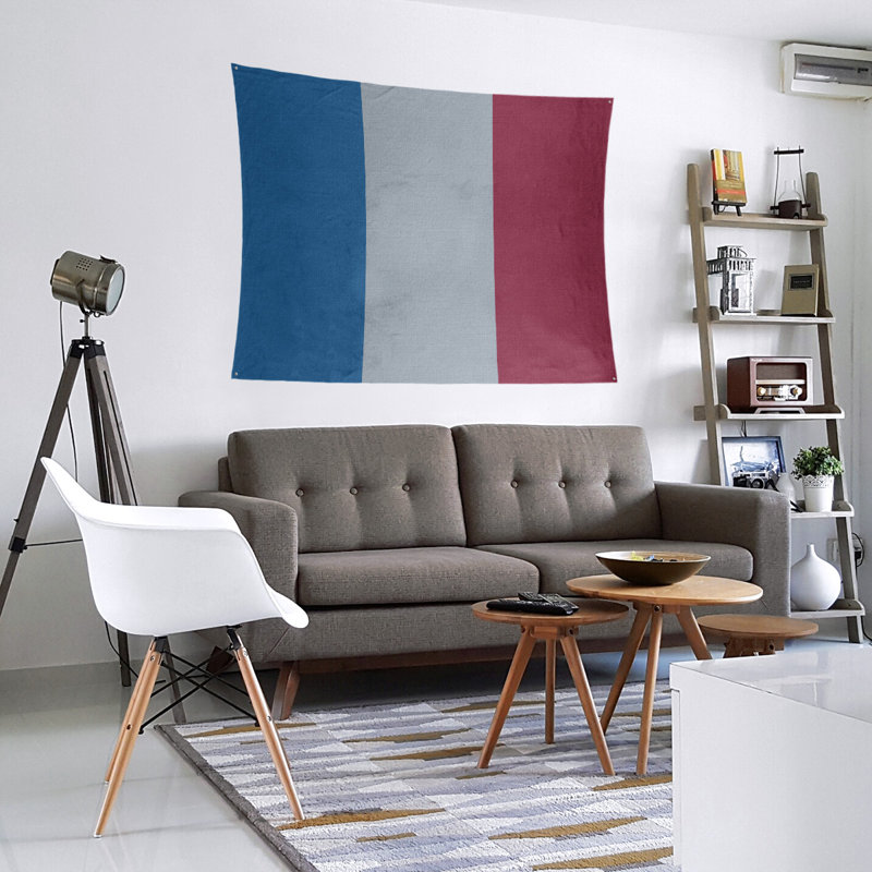 Tapisserie de polyester Colorado, H 68 po x l 80 po, Bleu / argenté / bourgogne
