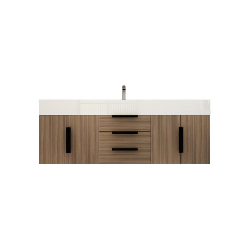 Jessica 60'' Wall-Mounted Single Bathroom Vanity, Wood