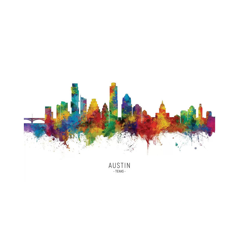 «Austin Texas Skyline» par Michael Tompsett, impression sur toile tendue, H 26 po x l 40 po x 1,5 po