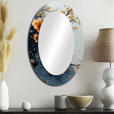 Miroir mural orange et bleu Bonzai Blossom