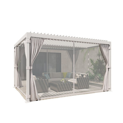 12 Ft. W X 12 Ft. D Louvred Pergola With Louvred Roof  For Decks, Gardens And Backyards