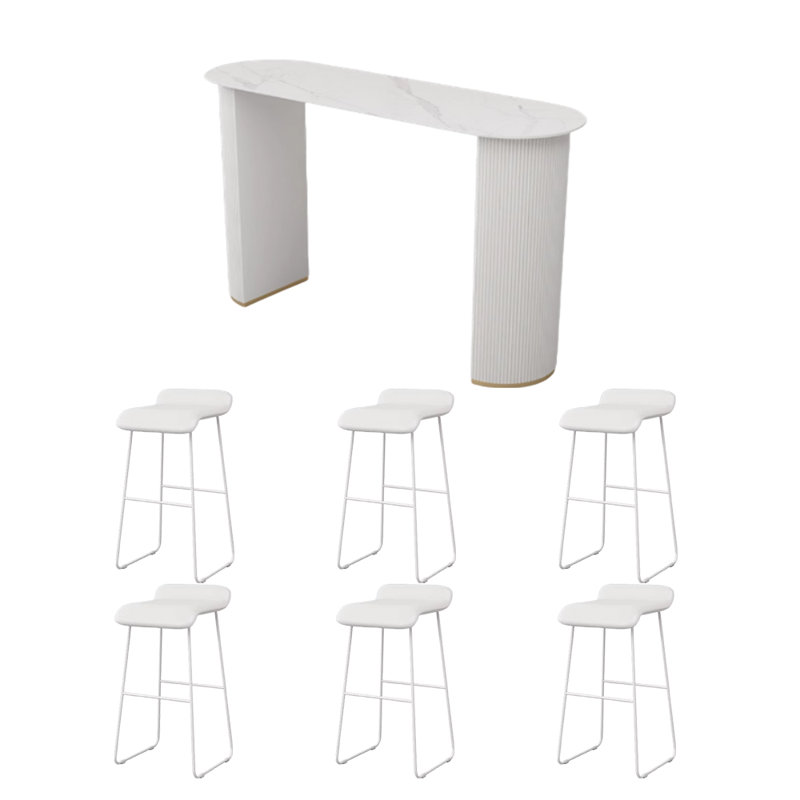 Une table de bar de style crème légère et luxueuse, Blanc, H 41,3 po x L 70,8 po x l 19,6 po, Blanc