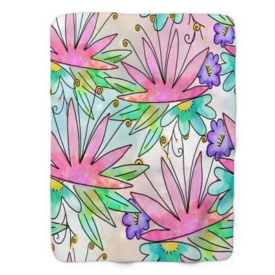 Hand-drawn Flower Bunch - 1 Piece Premium Sherpa Blanket