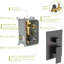 Système de douche noir mat avec bec de baignoire en cascade - douchette de pluie carrée à fixation au plafond de 12 pouces, douche à main, valve, installation facile et pratiques de propreté selon les pratiques-118036838