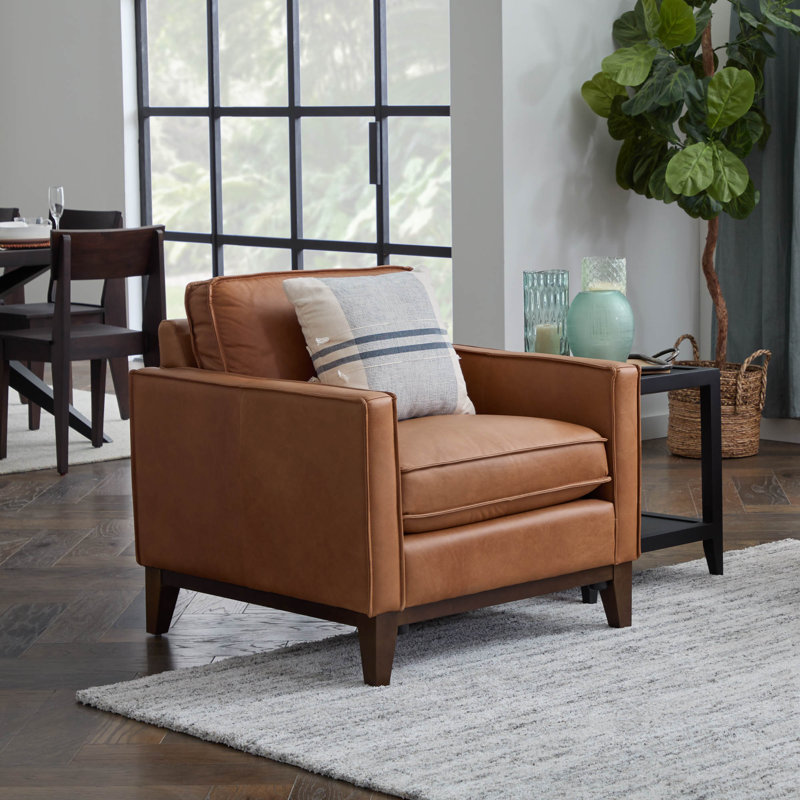Fauteuil Cascades, Cuir véritable châtaignier