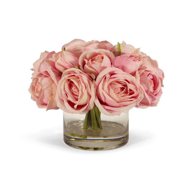 Arrangement floral rose dans un vase décoratif, Rose