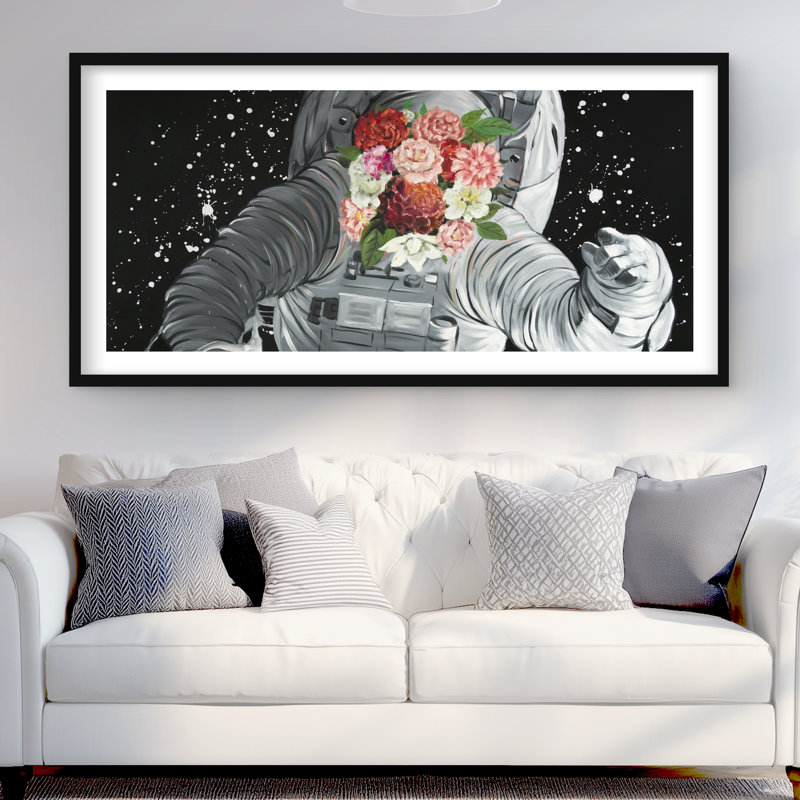 «Dreaming of Space - Rose», reproduction d'art encadrée pour la décoration, H 24 po x l 48 po, Noir