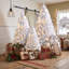 Ensemble d'arbre de Noël argenté pré-éclairé, arbres artificiels en PVC de 4 pi 6 pi 7,4 pi avec 11 modes d'éclairage, branches articulées