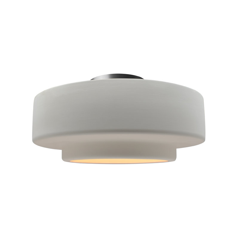 Plafonnier semi-encastré Radiance, H 7,25 po x l 14,5 po x P 14,5 po, Bisque, Nickel brossé