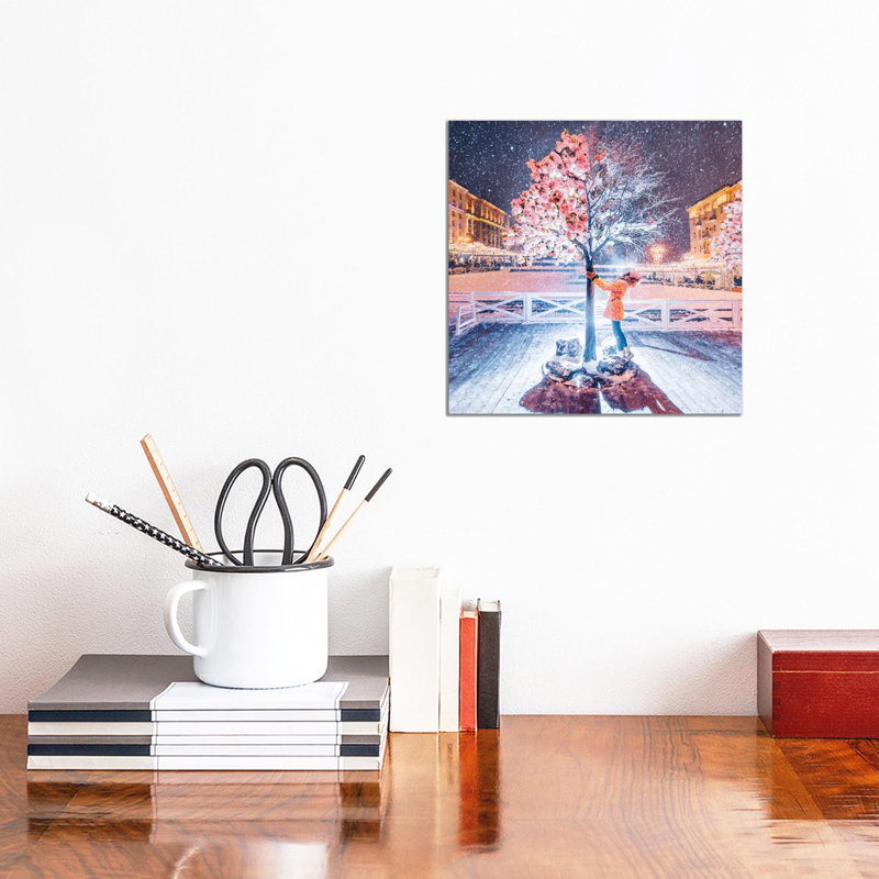 Printemps-hiver arbre par Hobopeeba-impression, H 12 po x l 12 po x P 0,75 po, Toile tendue, Pas de tapis