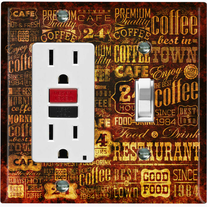 Patterned 2 - Gang Combination Plate Standard Combination Wall Plate, Black/Brown