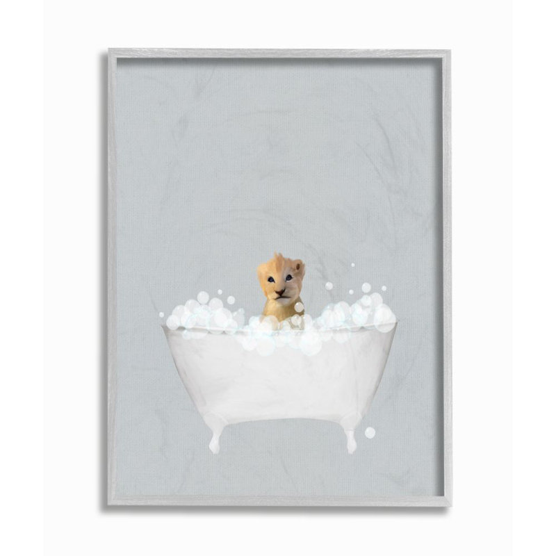 «Lion Blue Bath» par Leah Straatsma - reproduction d'art, H 14 po x l 11 po, Estampe numérique Farmhouse