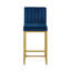 Tabourets de bar modernes, chaises de comptoir en velours bleu marine de 27 pouces pour la maison de cuisine