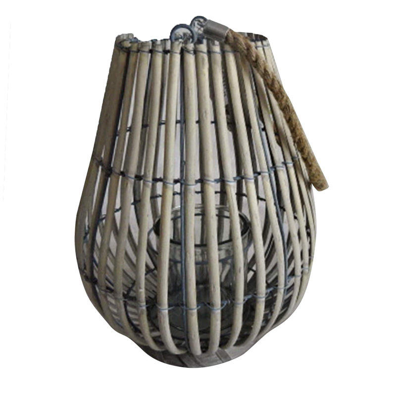 Glass Tabletop Lantern, Grey