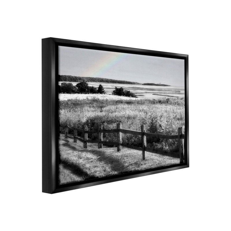«Rainbow Over Countryside Floater Frame» sur, Cadre flottant noir de jais, H 17 po x l 21 po