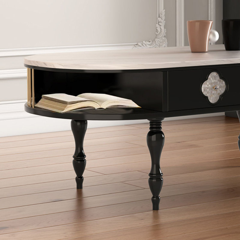 Light luxury marble solid wood coffee table
