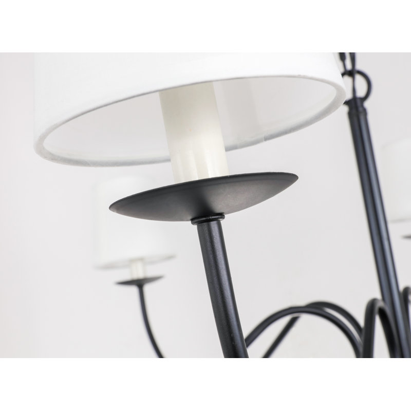 Living District Eclipse 6 light Black and White shade chandelier, Black