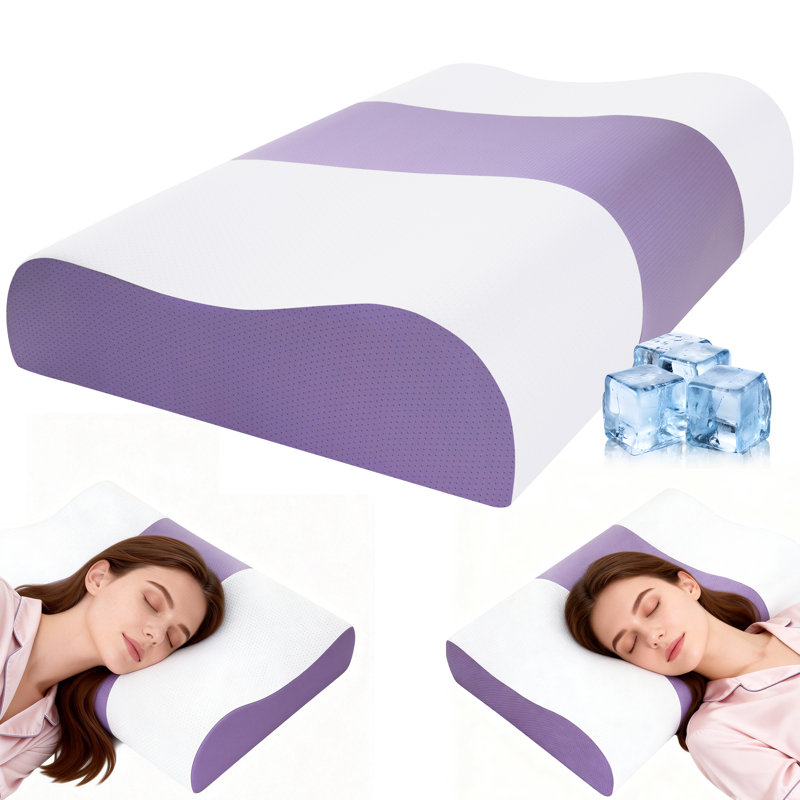 Oreiller cervical ergonomique en mousse à mémoire de forme avec soutien profilé de la nuque et housse lavable en Tencel