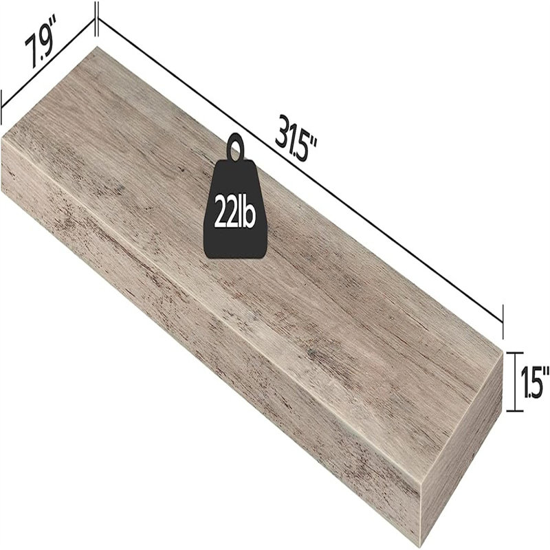 2 Piece Floating Shelf, Gray