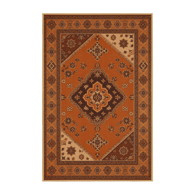 Soft Plush Eiler Traditional Vintage Look Area Rug in Brown – LightBrown Binding, 5x7