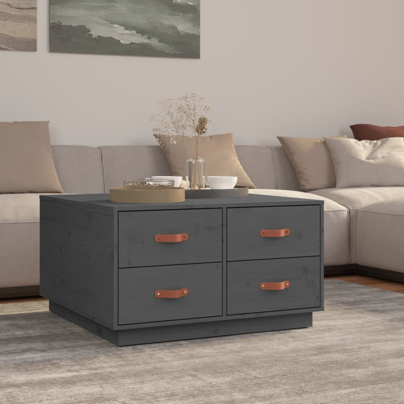 Labossiere Solid Wood Solid Coffee Table with Storage, Grey