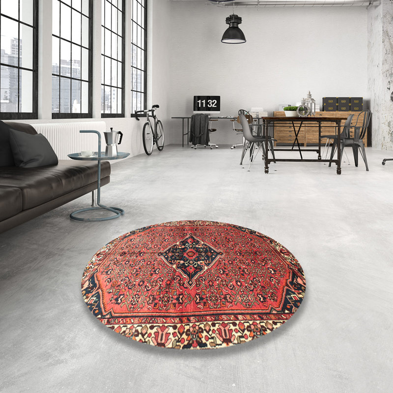 Tapis rouge/bleu traditionnel Atropos, Rond 4 pi
