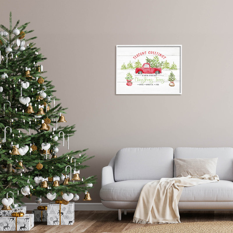 Farm Fresh Christmas Trees at-133, H 24 po x l 30 po x P 1,5 po, Giclée encadrée blanc bord de mer