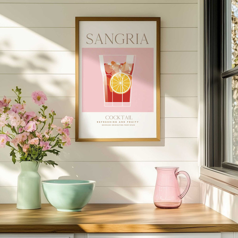 Sangria Cocktail, reproduction d'affiche, H 25 po x l 19 po, Blanc