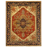 Serapi Oriental Hand-Knotted Wool Area Rug in Beige/Black/Red