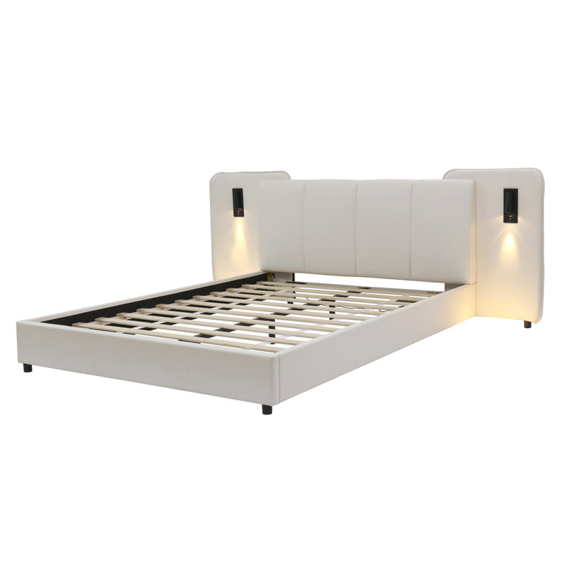 Upholstered Bed, Beige