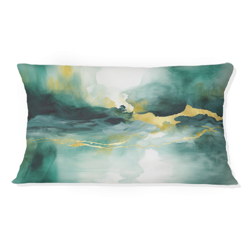 Coussin décoratif bleu avec impression à l'aquarelle bleue VI