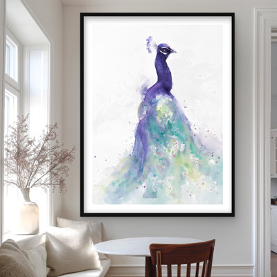 Abstrait paon à l'aquarelle - reproduction d'art de chambre à coucher turquoise