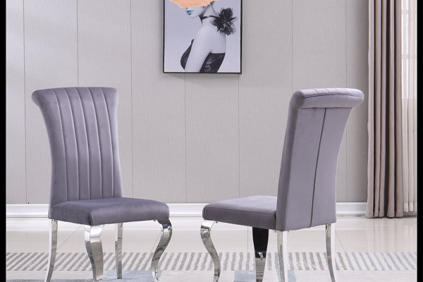 Chaises de salle à manger rembourrées Modern, Noir, Argent