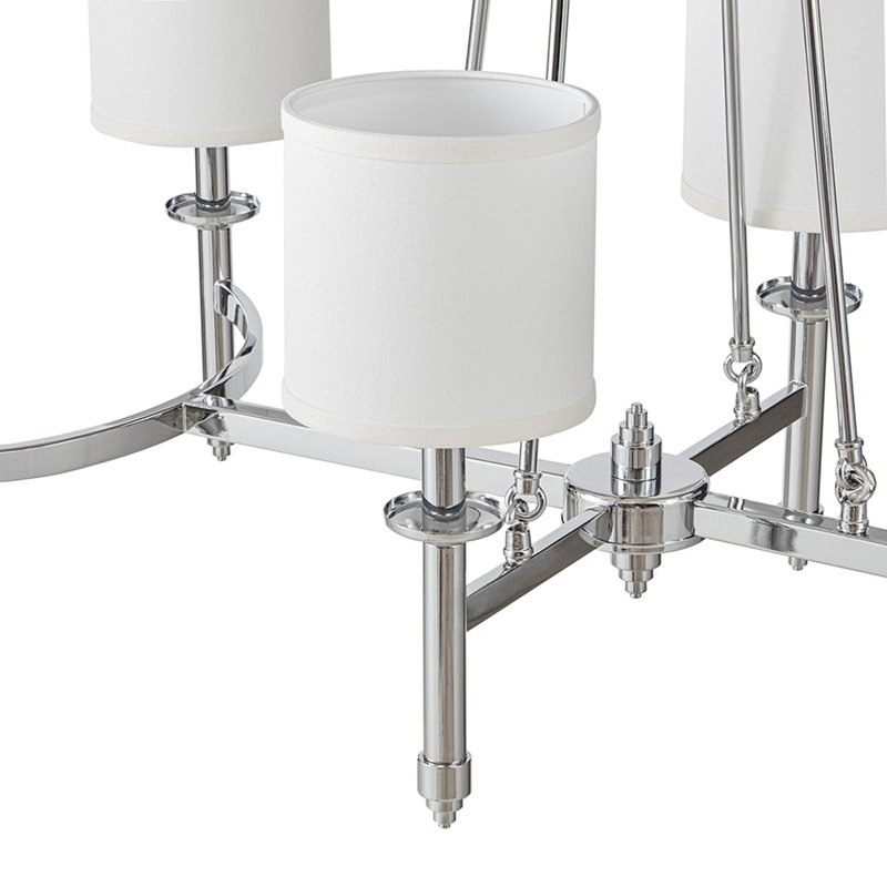 Lustre 6 lumières avec abat-jour tambour en tissu Voir ci-dessous, Chrome chrome