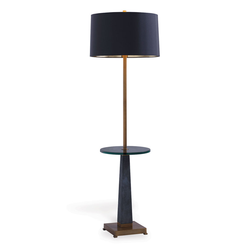 Cairo Aged Brass and Charcoal Black 60'' Tray Table Floor Lamp