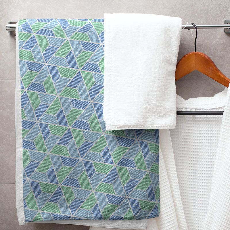 Serviette de bain trapézoïde, Sarcelle / Vert
