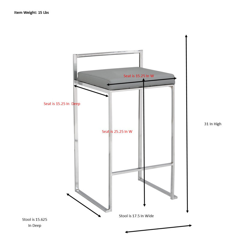 Tabouret de comptoir moderne de 25 po avec dossier bas et repose-pieds gris moderne, gris